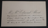 M et Mme Edmond ABOUT, Ecrivain - CARTE DE VISITE AUTOGRAPHE &agrave; Mme CREMIEUX. Edmond ABOUT