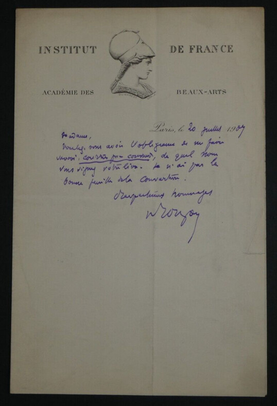 Henry ROUJON, Essayiste - LETTRE AUTOGRAPHE SIGN&Eacute;E, Paris, 1904. Henry ROUJON