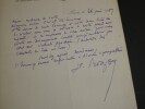 Henry ROUJON, Essayiste - LETTRE AUTOGRAPHE SIGN&Eacute;E, Paris, 1909. Henry ROUJON