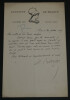 Henry ROUJON, Essayiste - LETTRE AUTOGRAPHE SIGN&Eacute;E, Paris, 19[05]. Henry ROUJON