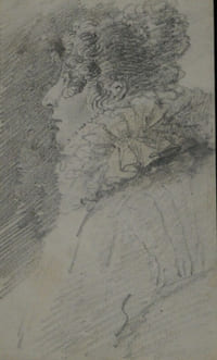 Portrait d'une femme de profil au crayon de bois
