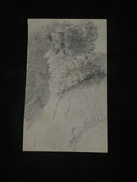 Portrait d'une femme de profil au crayon de bois