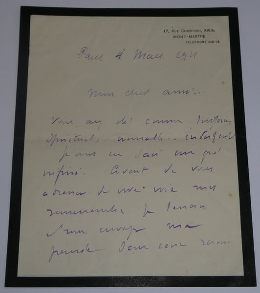 Arthur BERN&Egrave;DE, Romancier - LETTRE AUTOGRAPHE SIGN&Eacute;E DE DEUIL, Paris, 1911. Arthur BERN&Egrave;DE