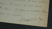 Michel CORDAY - Carte lettre autographe sign&eacute;e &agrave; la Nouvelle Revue, Paris. Michel CORDAY