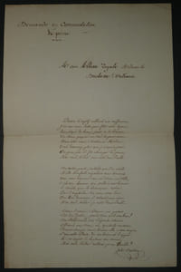 Jules BASTON Poème Autographe signé à la Duchesse d'Orléans commutation de peine