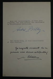 André BILLY, Ecrivain - LETTRE DACTYLOGRAPHIÉE SIGNÉE + RÉPONSE NÉGATIVE, 1950