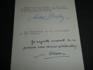 Andr&eacute; BILLY, Ecrivain - LETTRE DACTYLOGRAPHI&Eacute;E SIGN&Eacute;E + R&Eacute;PONSE N&Eacute;GATIVE, 1950. Andr&eacute; BILLY