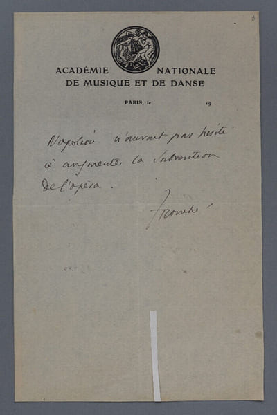 Jacques ROUCH&Eacute; - Lettre Autographe Sign&eacute;e sur papier &agrave; en-t&ecirc;te de l'Acad&eacute;mie Nationale de musique et de danse. Jacques ROUCH&Eacute;