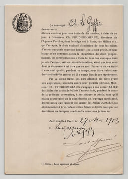 Pouvoir signé par Charles Le Goffic - Collection cohérente 25 auteurs & musiciens. Charles Le Goffic