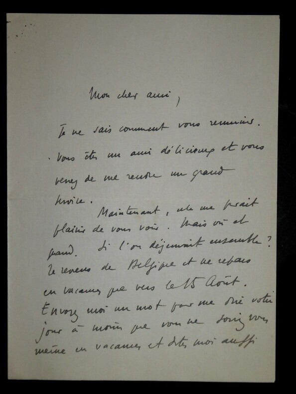 LETTRE AUTOGRAPHE SIGN&Eacute;E, &Agrave; PROPOS D'UN D&Eacute;JEUNER. Henri Duvernois