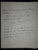 LETTRE AUTOGRAPHE SIGN&Eacute;E, &Agrave; PROPOS D'UN D&Eacute;JEUNER. Henri Duvernois