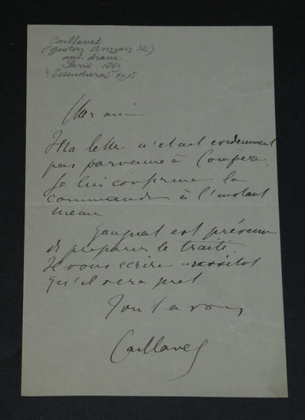 Gaston ARMAN de CAILLAVET - Lettre autographe sign&eacute;e. Gaston ARMAN de CAILLAVET
