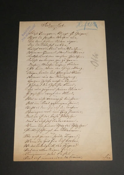 Karl Stelter - Tr&egrave;s important po&egrave;me autographe sign&eacute; de 3 pages pour "redaktion" Fur Edle Frauen" 1890. Karl Stelter