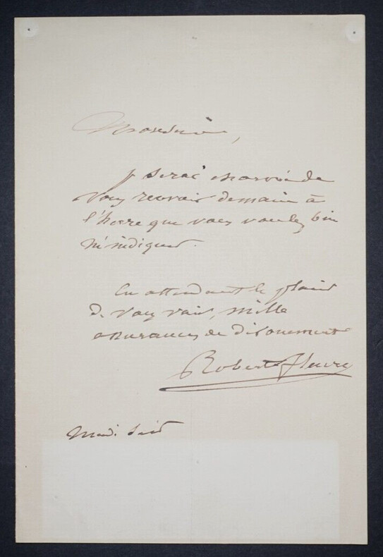 Tony ROBERT-FLEURY Peintre- LETTRE AUTOGRAPHE SIGN&Eacute;E, INVITATION. Tony ROBERT-FLEURY