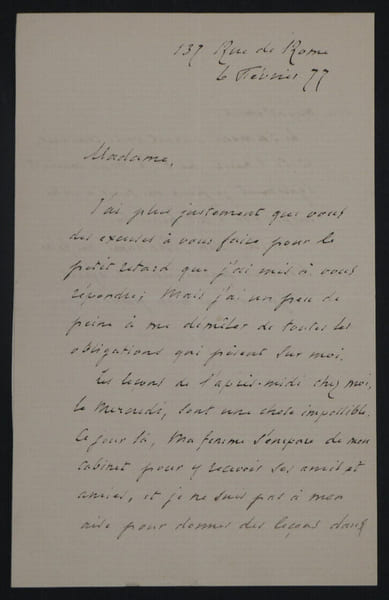 Fran&ccedil;ois-Joseph REGNIER, Acteur th&eacute;&acirc;tre - LETTRE AUTOGRAPHE SIGN&Eacute;E, 1877. Fran&ccedil;ois-Joseph REGNIER