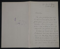 Fran&ccedil;ois-Joseph REGNIER, Acteur th&eacute;&acirc;tre - LETTRE AUTOGRAPHE SIGN&Eacute;E, 1877. Fran&ccedil;ois-Joseph REGNIER