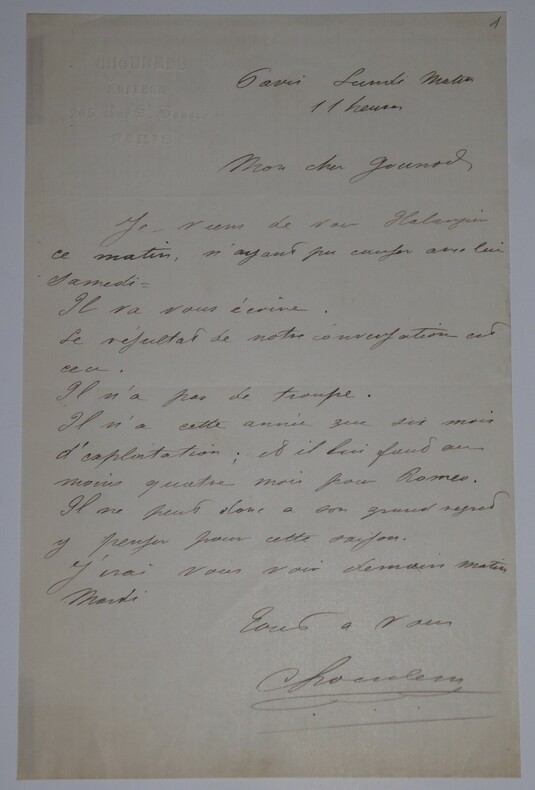 LETTRE AUTOGRAPHE SIGN&Eacute;E, EDITIONS CHOUDENS. Antony Choudens