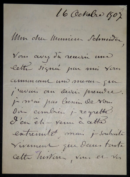 CHEVILLARD Camille - LETTRE AUTOGRAPHE SIGN&Eacute;E, PARIS, 1907. Camille Chevillard