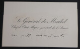 G&eacute;n&eacute;ral Joseph de MIRIBEL - CARTE DE VISITE AUTOGRAPHE. Joseph de Miribel
