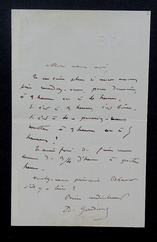 Edmond GONDINET, librettiste - LETTRE AUTOGRAPHE SIGN&Eacute;E. Edmond GONDINET