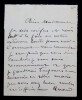 Paul MOUNET, Acteur - LETTRE AUTOGRAPHE SIGN&Eacute;E, 1889. Paul MOUNET