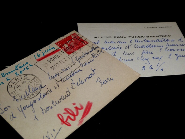 FUNCK BRENTANO Paul - CARTE DE VISITE AUTOGRAPHE SIGN&Eacute;E &Agrave; Marko RISTIC. Paul Funck-Brentano