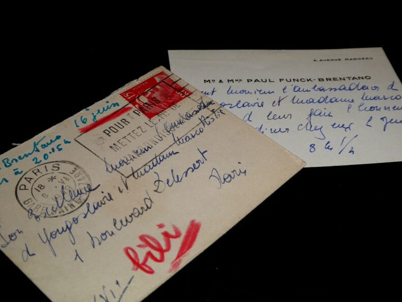 FUNCK BRENTANO Paul - CARTE DE VISITE AUTOGRAPHE SIGN&Eacute;E &Agrave; Marko RISTIC. Paul Funck-Brentano