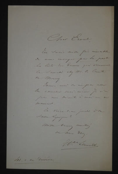 LIONNET Hippolyte LETTRE AUTOGRAPHE SIGN&Eacute;E, PARIS. Hippolyte Lionnet