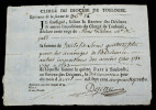 Quittances sign&eacute;es, 1780. Clerg&eacute; du dioc&egrave;se de Toulouse, bureau des D&eacute;cimes