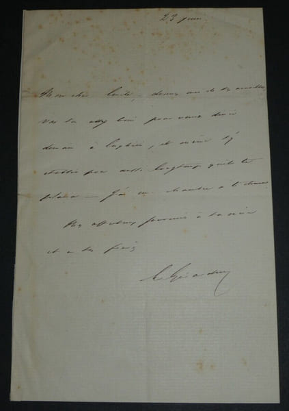 Emile DE GIRARDIN, Journaliste et Homme d'affaires - LETTRE AUTOGRAPHE SIGN&Eacute;E. Emile DE GIRARDIN