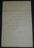 Emile DE GIRARDIN, Journaliste et Homme d'affaires - LETTRE AUTOGRAPHE SIGN&Eacute;E. Emile DE GIRARDIN