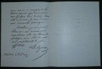 LETTRE AUTOGRAPHE SIGN&Eacute;E. LAJARD Jean-Baptiste F&eacute;lix