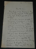 Charles BIGOT - LETTRE AUTOGRAPHE SIGN&Eacute;E A PROPOS D'UN LIVRE, Paris. Charles Bigot