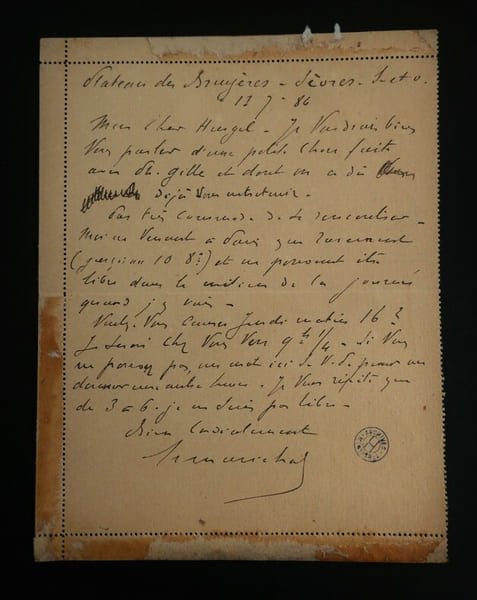 MARECHAL Henri - CARTE LETTRE AUTOGRAPHE SIGN&Eacute;E &Agrave; Henri HEUGEL, 1886. Henri Mar&eacute;chal