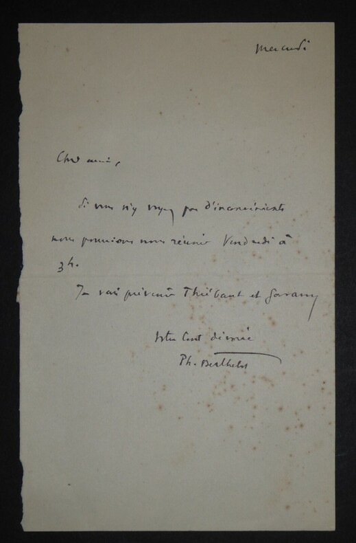 BERTHELOT Philippe - LETTRE AUTOGRAPHE SIGN&Eacute;E, PARIS. Philippe Berthelot