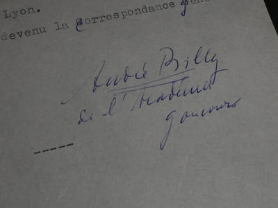 André BILLY - TAPUSCRIT SIGNÉ SUR MERIMEE, VICTOR HUGO, SAINTE-BEUVE, ETC...