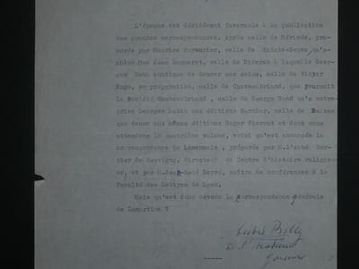 André BILLY - TAPUSCRIT SIGNÉ SUR MERIMEE, VICTOR HUGO, SAINTE-BEUVE, ETC...