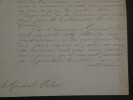 Charles GIRAUD, Homme politique - LETTRE SIGN&Eacute;E AU G&Eacute;N&Eacute;RAL PELET 1851. Charles GIRAUD