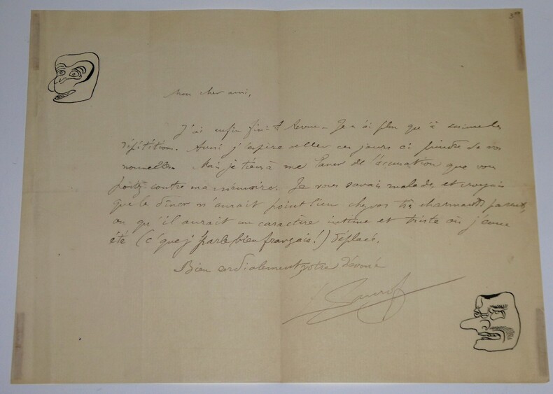 L&eacute;on XANROF - Lettre autographe sign&eacute;e, masques Kabuki, Tengu, Revue. L&eacute;on Xanrof
