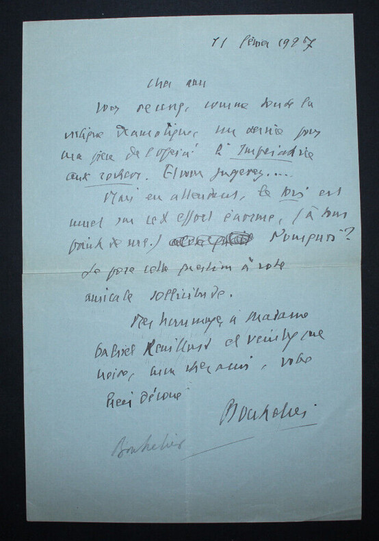 Saint-Georges DE BOUH&Eacute;LIER - LETTRE AUTOGRAPHE SIGN&Eacute;E, 1927. Saint-Georges DE BOUH&Eacute;LIER