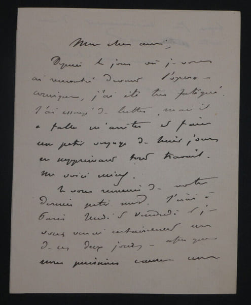 Edmond GONDINET, Librettiste - LETTRE AUTOGRAPHE SIGN&Eacute;E SUR SA FATIGUE. Edmond GONDINET