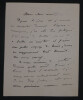 Edmond GONDINET, Librettiste - LETTRE AUTOGRAPHE SIGN&Eacute;E SUR SA FATIGUE. Edmond GONDINET