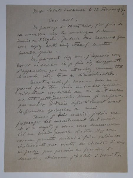 CLO&Euml;Z Gustave - LETTRE AUTOGRAPHE SIGN&Eacute;E, FEVRIER 1919. Gustave Clo&euml;z