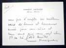 Vincent ANSQUER, Homme politique - CARTE DE VOEUX AUTOGRAPHE SIGN&Eacute;E. Vincent ANSQUER