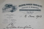 PFEIFFER Georges - LETTRE AUTOGRAPHE SIGN&Eacute;E, PLEYEL WOLF ET COMPAGNIE 1903. Georges Pfeiffer
