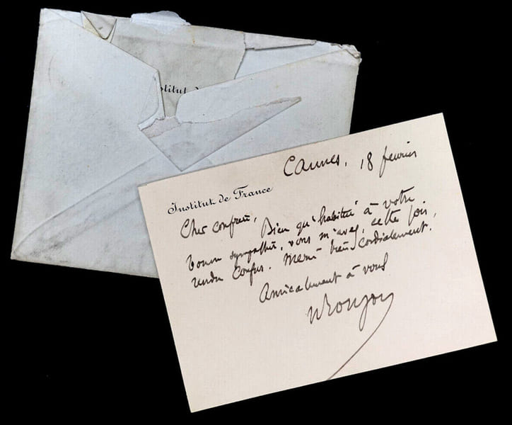 Henry ROUJON, Essayiste - CARTE-LETTRE AUTOGRAPHE SIGN&Eacute;E, Institut de France. Henry ROUJON