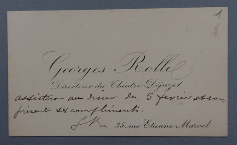 Georges ROLLE, Directeur du th&eacute;&acirc;tre DEJAZET - CARTE DE VISITE AUTOGRAPHE SIGN&Eacute;E. Georges ROLLE