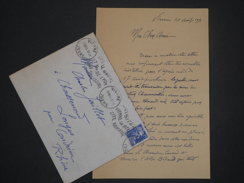 Hippolyte L&eacute;ty - Lettre autographe sign&eacute;e &agrave; Charles Jailllet - Vienne - 1951. Hippolyte L&eacute;ty