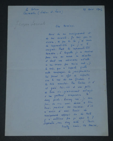 Georges LECOMTE, Dramaturge - LETTRE AUTOGRAPHE SIGN&Eacute;E, 1905, Cormatin. Georges LECOMTE