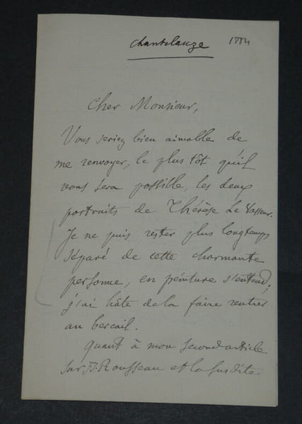 Regis de CHANTELAUZE - LETTRE AUTOGRAPHE SIGN&Eacute;E, au sujet de Th&eacute;r&egrave;se LEVASSEUR. R&eacute;gis de CHANTELAUZE